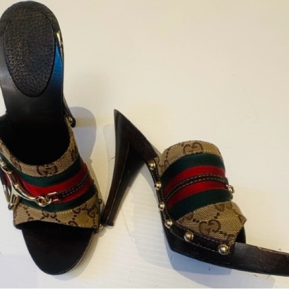 Gucci Monogram Icon Bit High Heel Clogs - Picture 13 of 15